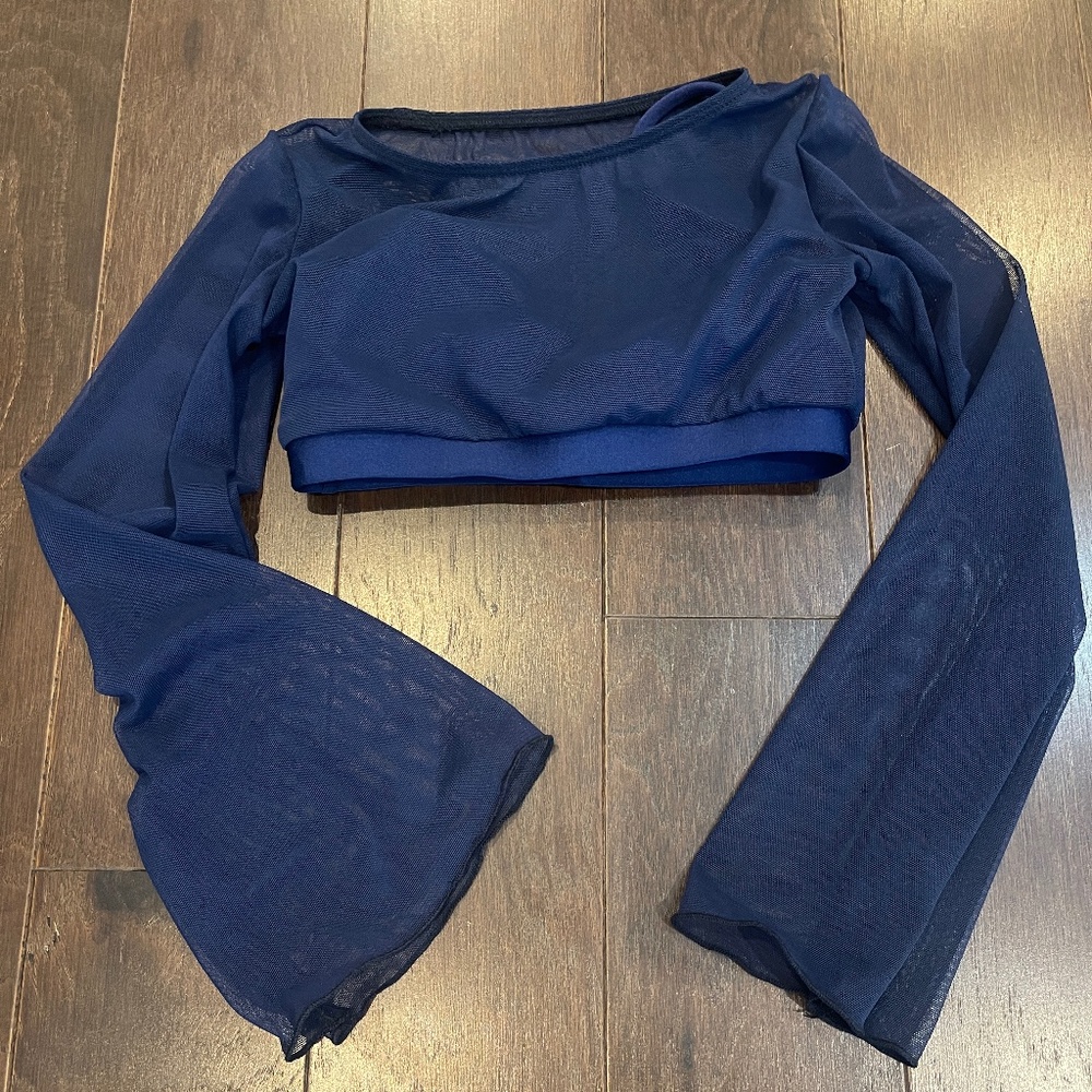 Patrick J Dance Child XLarge Navy Rose Mesh Top